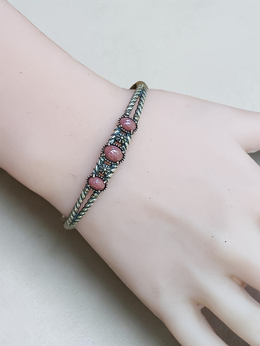 Carolyn Pollack Relios Sterling Silver Cuff Bracelet With Rhodonite Gemstones - Picture 3 of 11